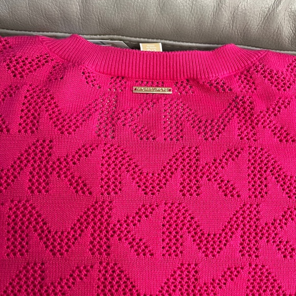 NWT - Michael Kors Women’s MK Logo Mesh Sweater - Size L - Picture 8 of 10